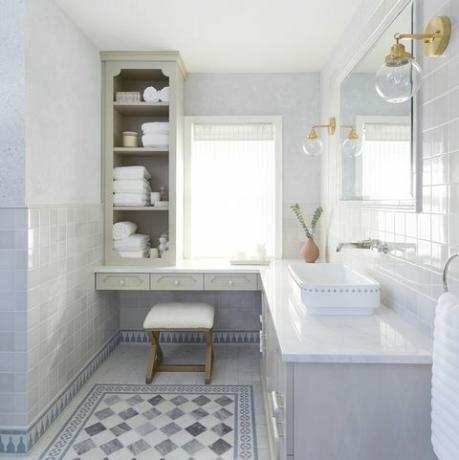 biela a modrá kúpeľňa