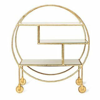Luxusný okrúhly vozík s bambusovými zlatými nápojmi