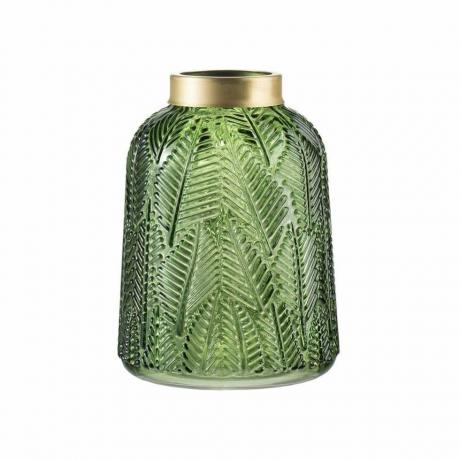 Sklenená váza A & B Home so zeleným a zlatým papraďovým listom