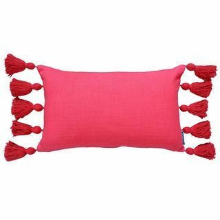 House Beautiful Cotton Tassel Cushion, Ibiza Pink