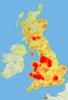 Oblasti hotspotov japonských uzlíčkovcov v UK
