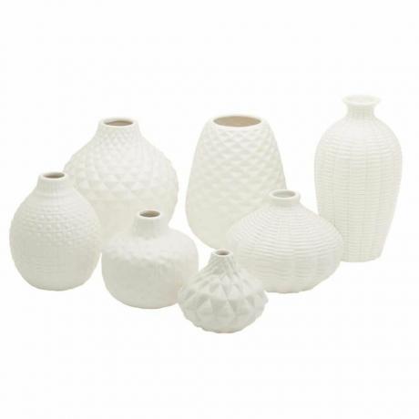 Remeselné biele keramické rezbárske vázy