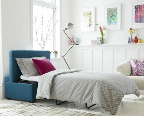 sofacom henry posteľ v krabici z oxfordskej modrej brúsenej ľanovej bavlny