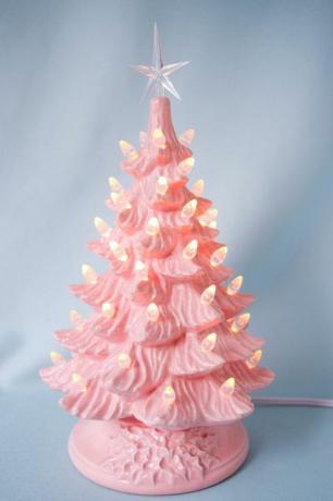 Ružový keramický vianočný strom