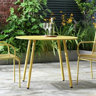 Záhradný stôl Argos Home Ipanema, okrúhly, 4-sedadlový, žltý