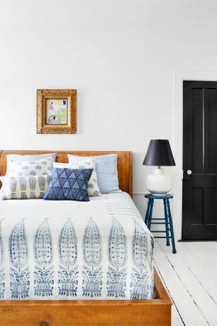 spálňa, nábytok, posteľ, izba, posteľná bielizeň, nočný stolík, rám postele, interiérový dizajn, Modrá, stena,