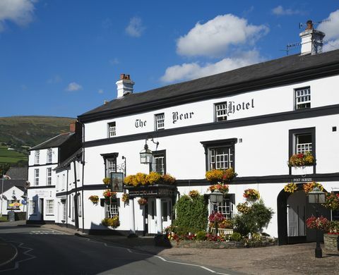 Hotel Bear, Crickhowell. Národný park Brecon Beacons, Powys, Wales.