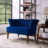 Teenie Navy Velvet Settee