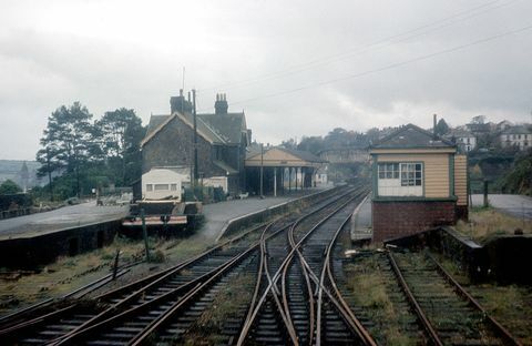 severná vlaková stanica tavistock, vyfotografovaná 14. januára 1970