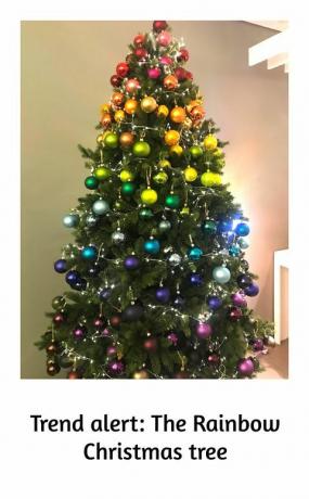Vianočný strom John Lewis Rainbow 2018 - trend dekorácie vianočného stromu