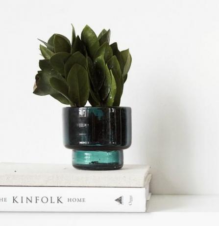 Sklenený držiak na čajové sviečky v modrej zelenej ako kvetináč, bývanie