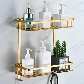 Kúpeľňové police so zlatým efektom